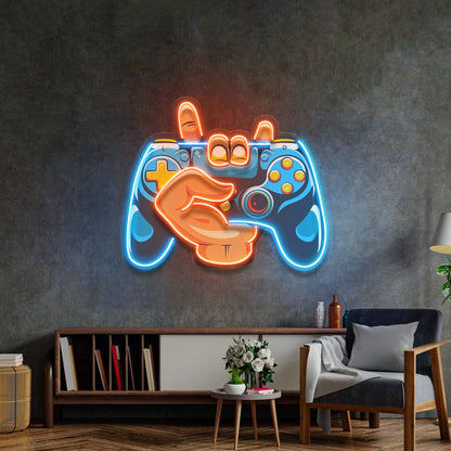 Hand-Holding Game Uv Printed Led Neon Sign For Gaming Room Decor | Shineneon