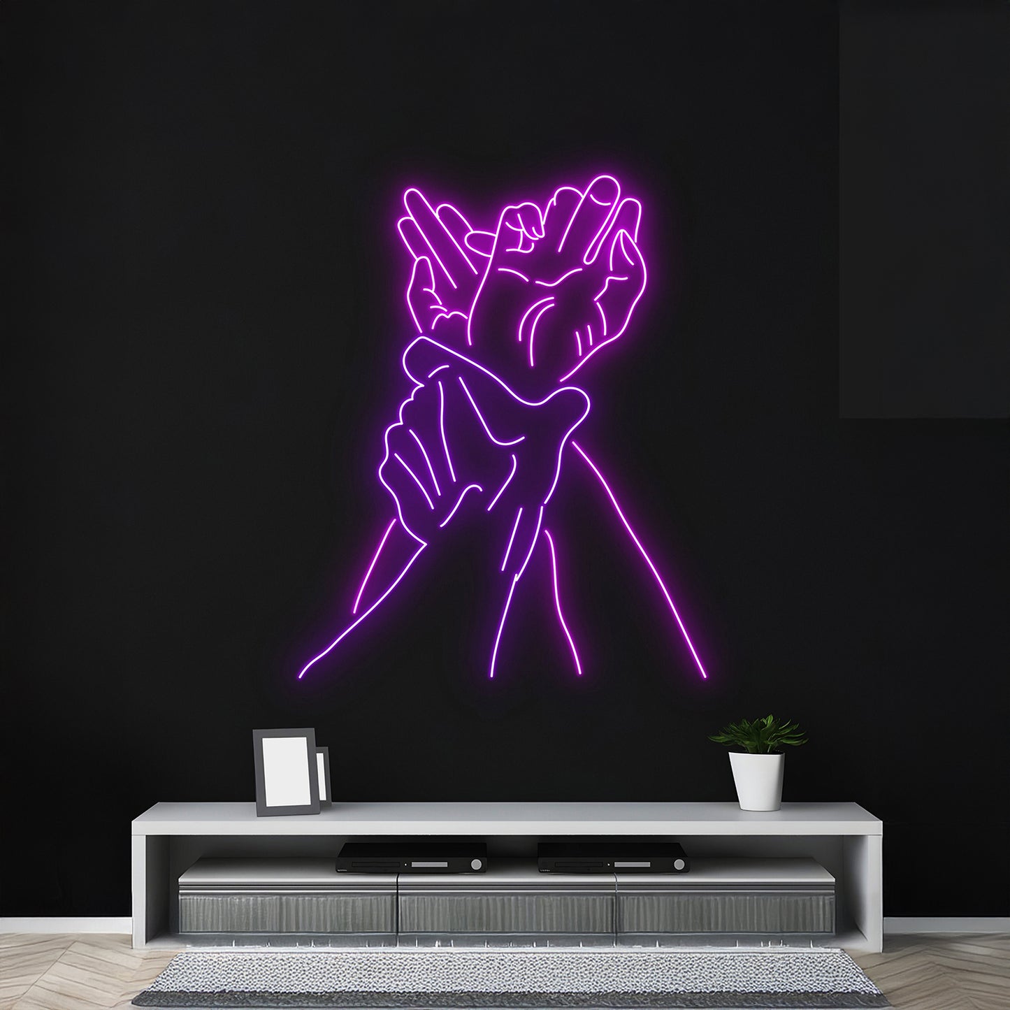 Hand Holding Hand Led Sign Room Wall Art