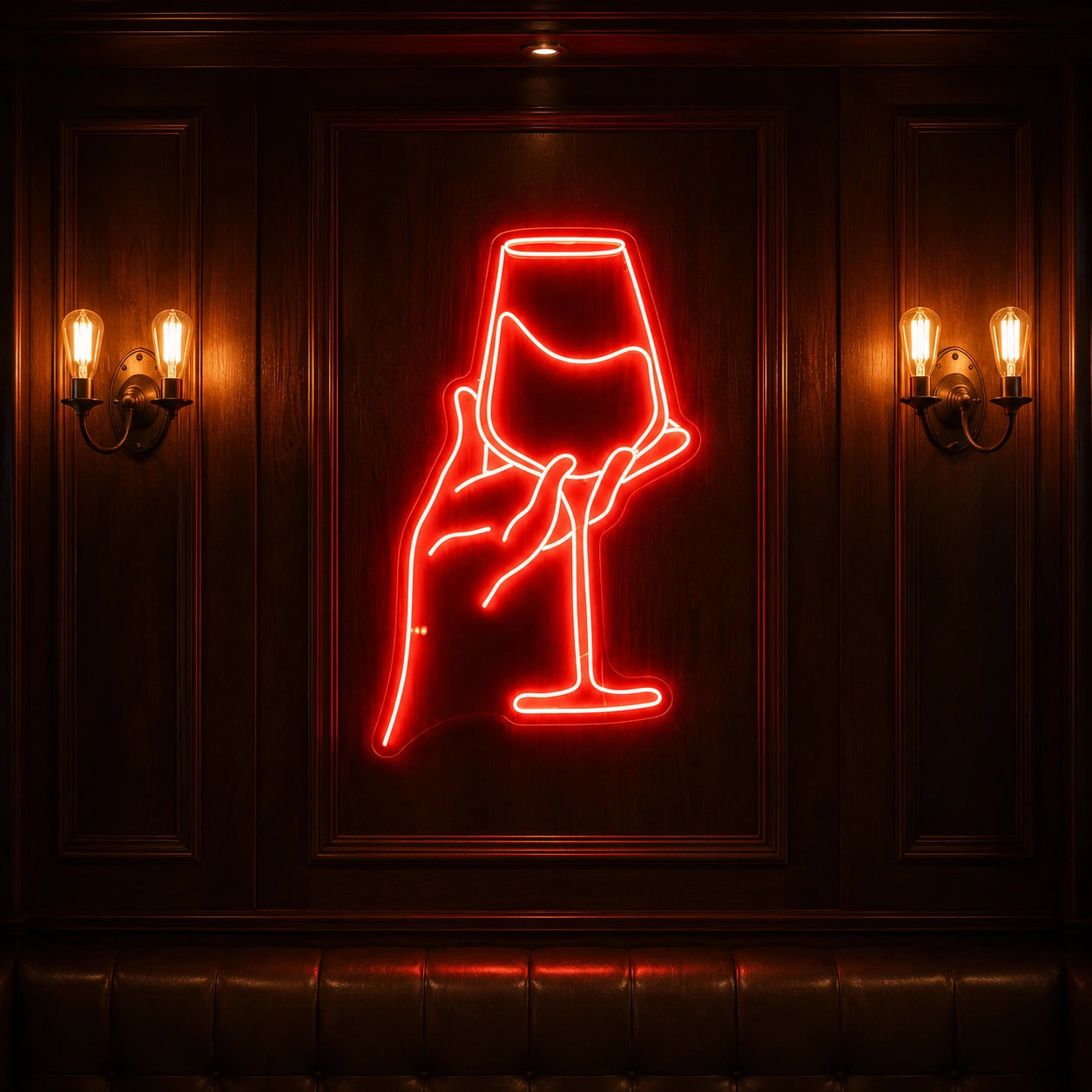 Hand Holding Wine Glass LED Neon Sign real lifestyle scene