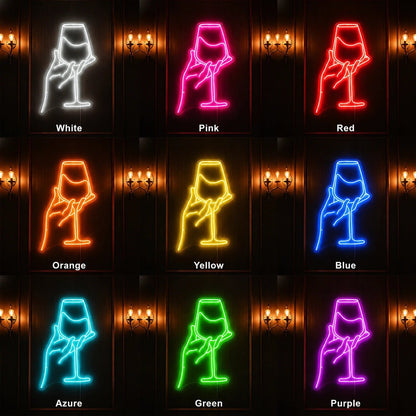 Hand Holding Wine Glass LED Neon Sign - Shineneon