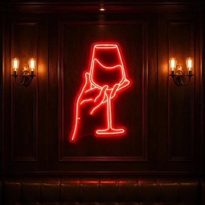 Hand Holding Wine Glass LED Neon Sign - Shineneon