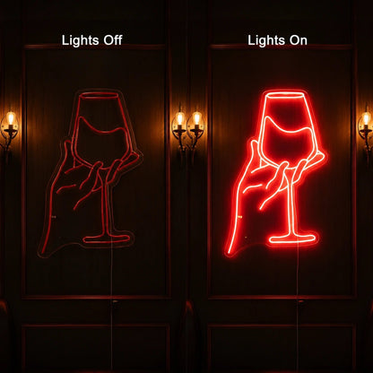 Hand Holding Wine Glass LED Neon Sign - Shineneon