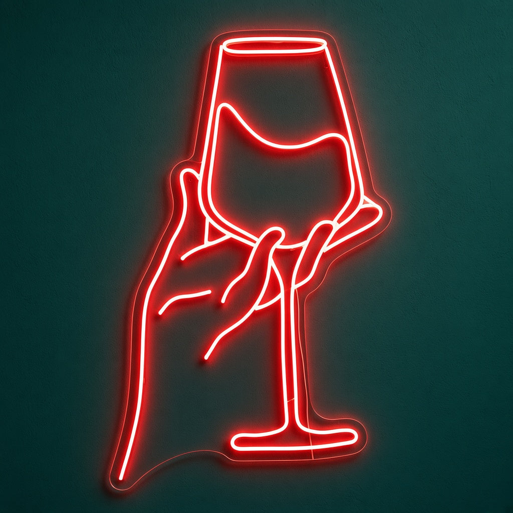 Hand Holding Wine Glass LED Neon Sign - product hero