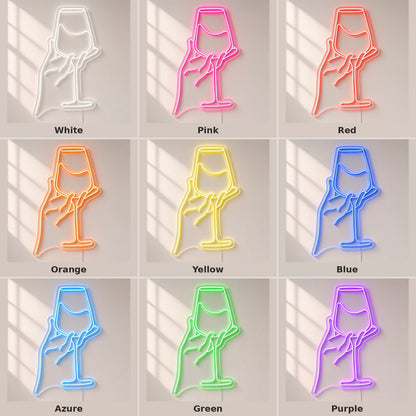 Hand Holding Wine Glass LED Neon Sign - nine-color grid
