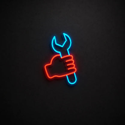 Hand Holding Wrench Vintage LED Neon Sign - Shineneon