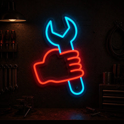 Hand Holding Wrench Vintage LED Neon Sign - Shineneon