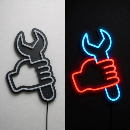 Hand Holding Wrench Vintage LED Neon Sign - Shineneon