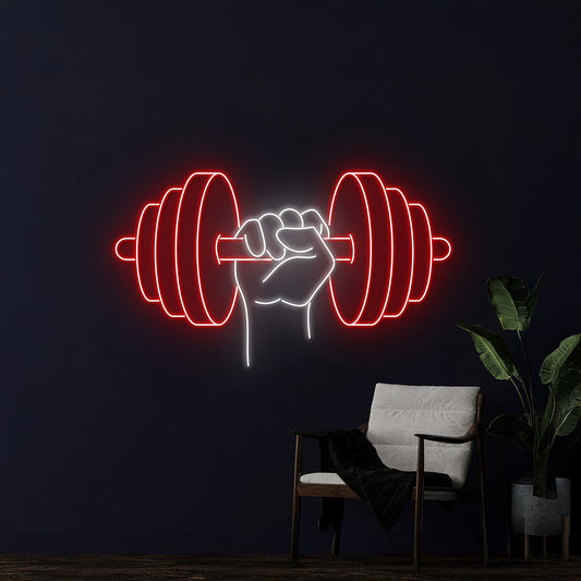 Hand Lifting The Weight Neon Sign