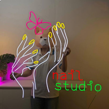 Hand Nail Butterfly Led Neon Sign Nail Salon Led Neon Sign | Shineneon