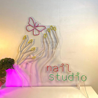 Hand Nail Butterfly Led Neon Sign Nail Salon Led Neon Sign | Shineneon