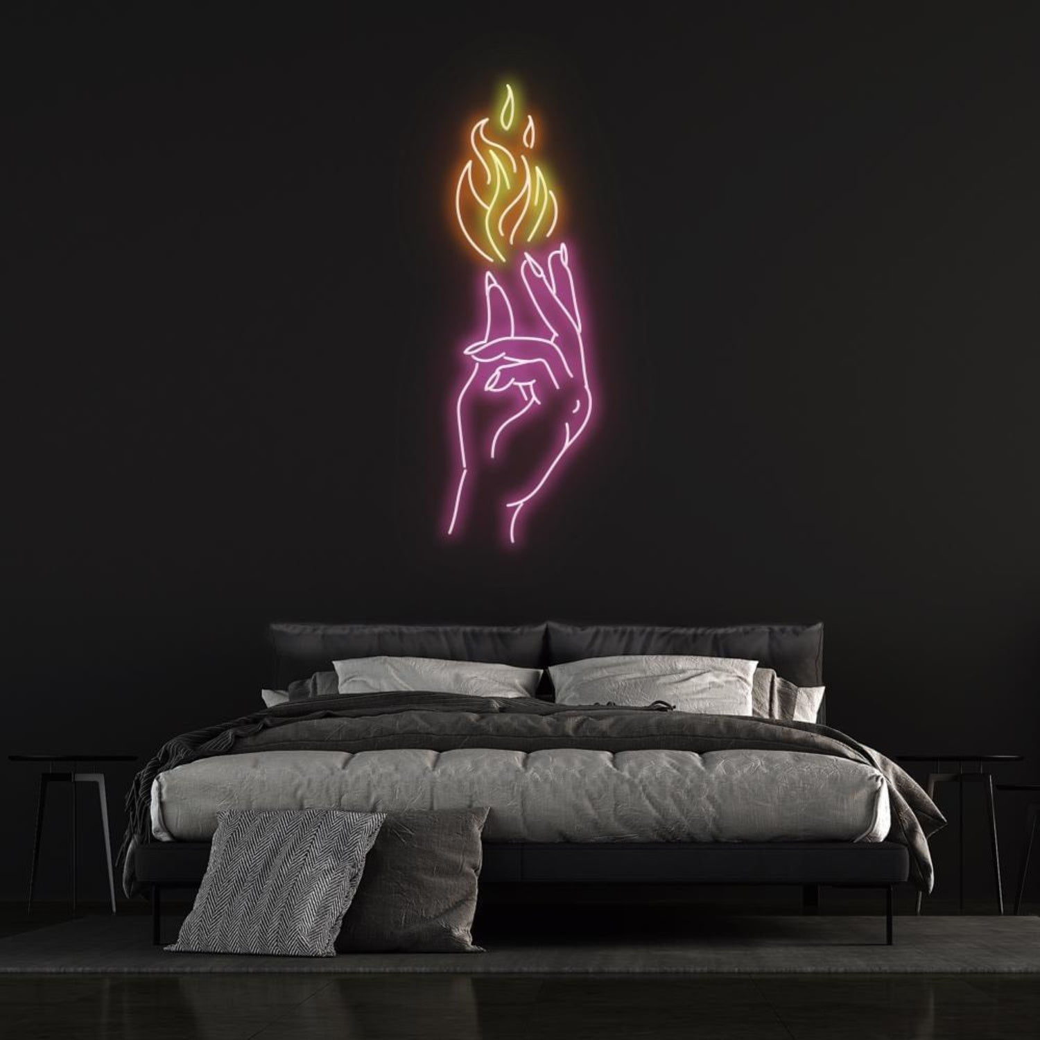 Hand Of Passion Gradient Flame Led Neon Sign For Modern Bedroom Wall Art | Shineneon