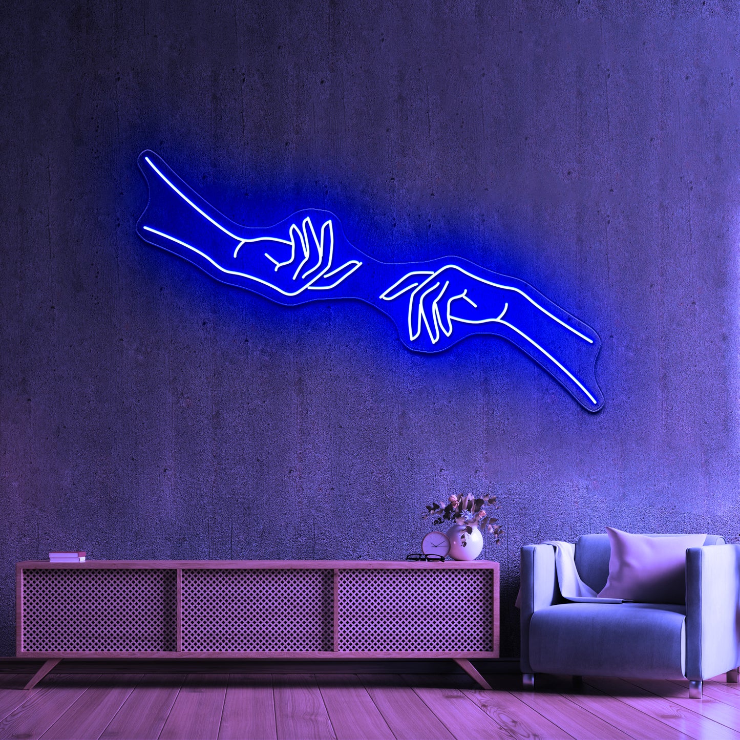 Hand Reaching Minimalist Drawing Wall Artwork Neon Signs