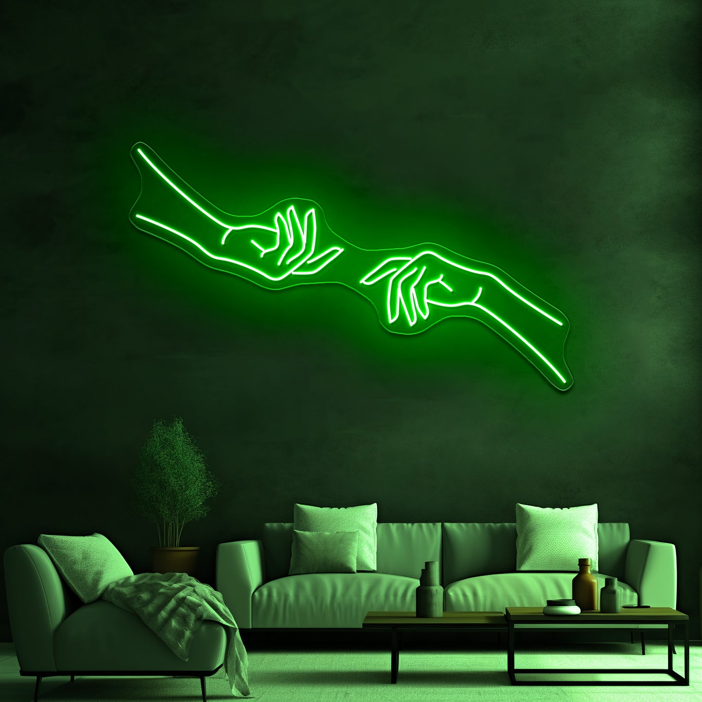 Hand Reaching Minimalist Drawing Wall Artwork Neon Signs