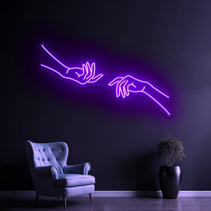 Hand Reaching Minimalist Drawing Wall Artwork Neon Signs