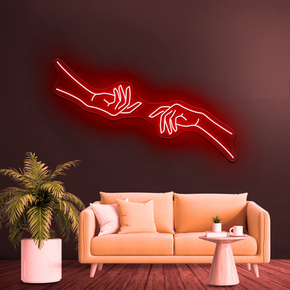 Hand Reaching Minimalist Drawing Wall Artwork Neon Signs