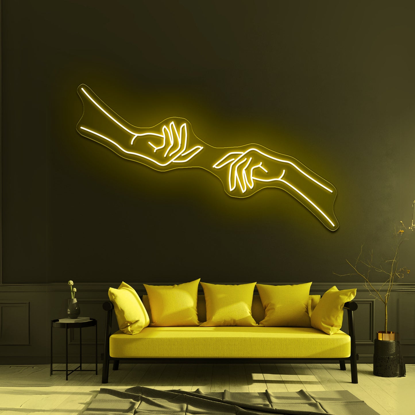 Hand Reaching Minimalist Drawing Wall Artwork Neon Signs