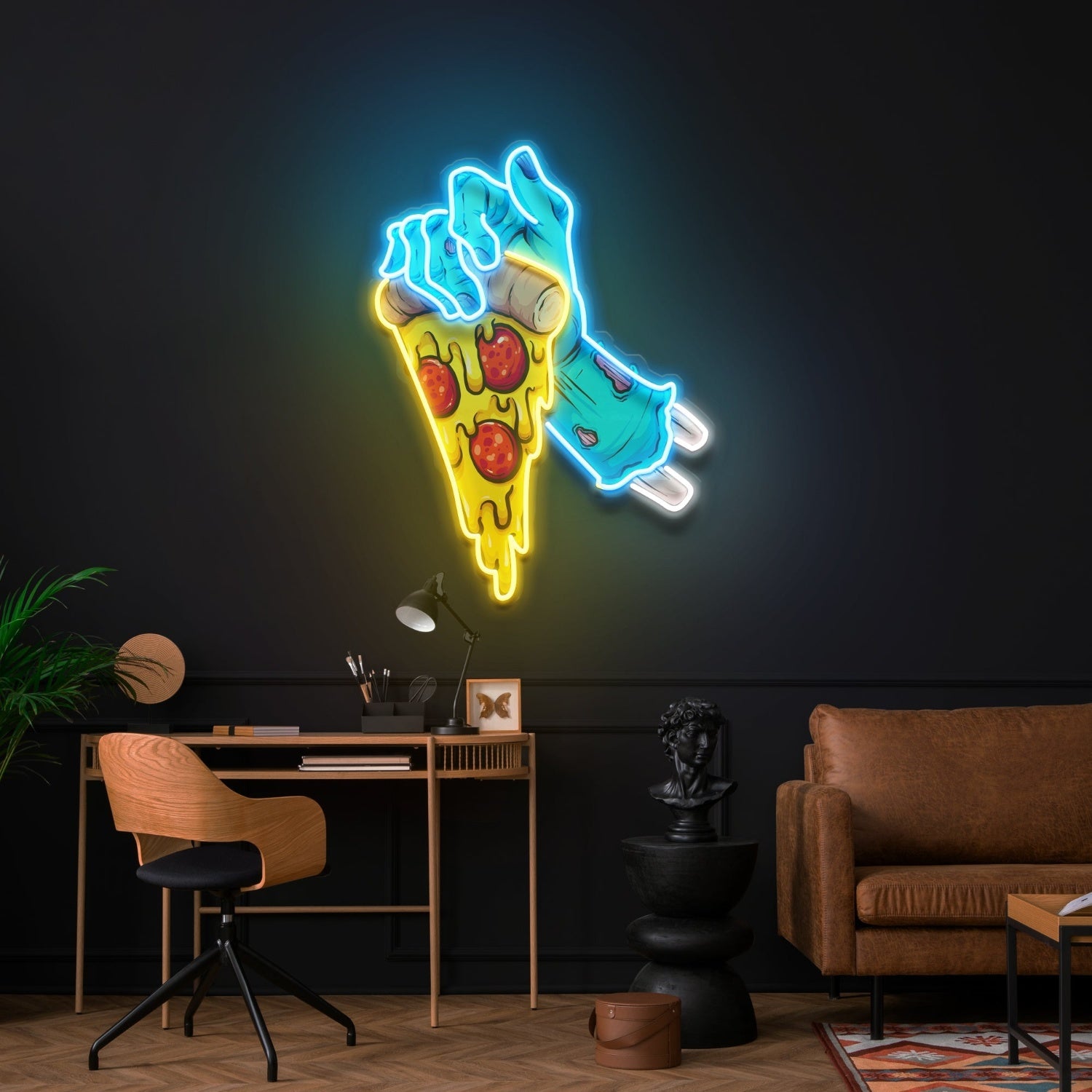 Hand Skull Pizza Neon Acrylic Artwork | Shineneon