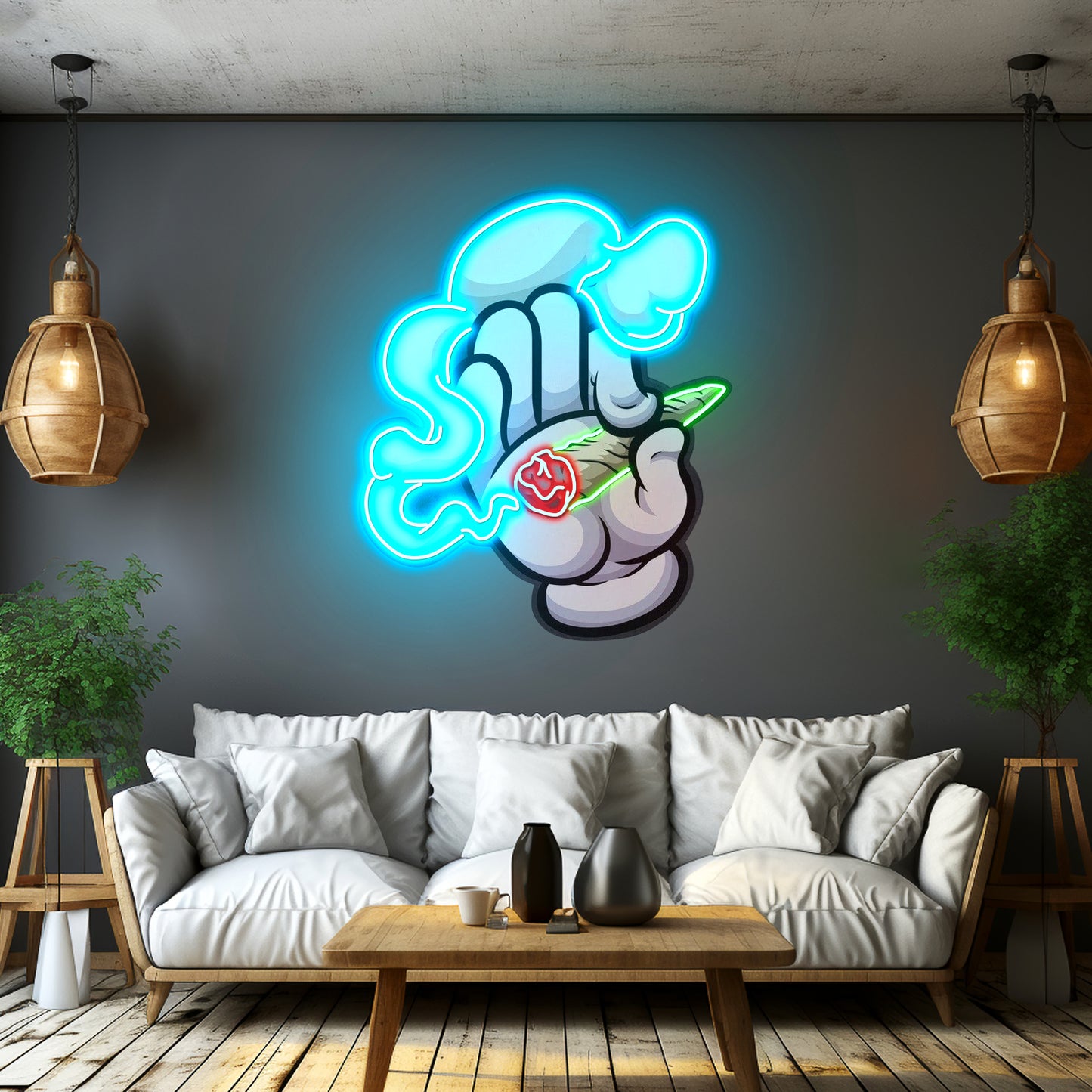 Hand Smoker Custom Led Signs Artwork For Sale