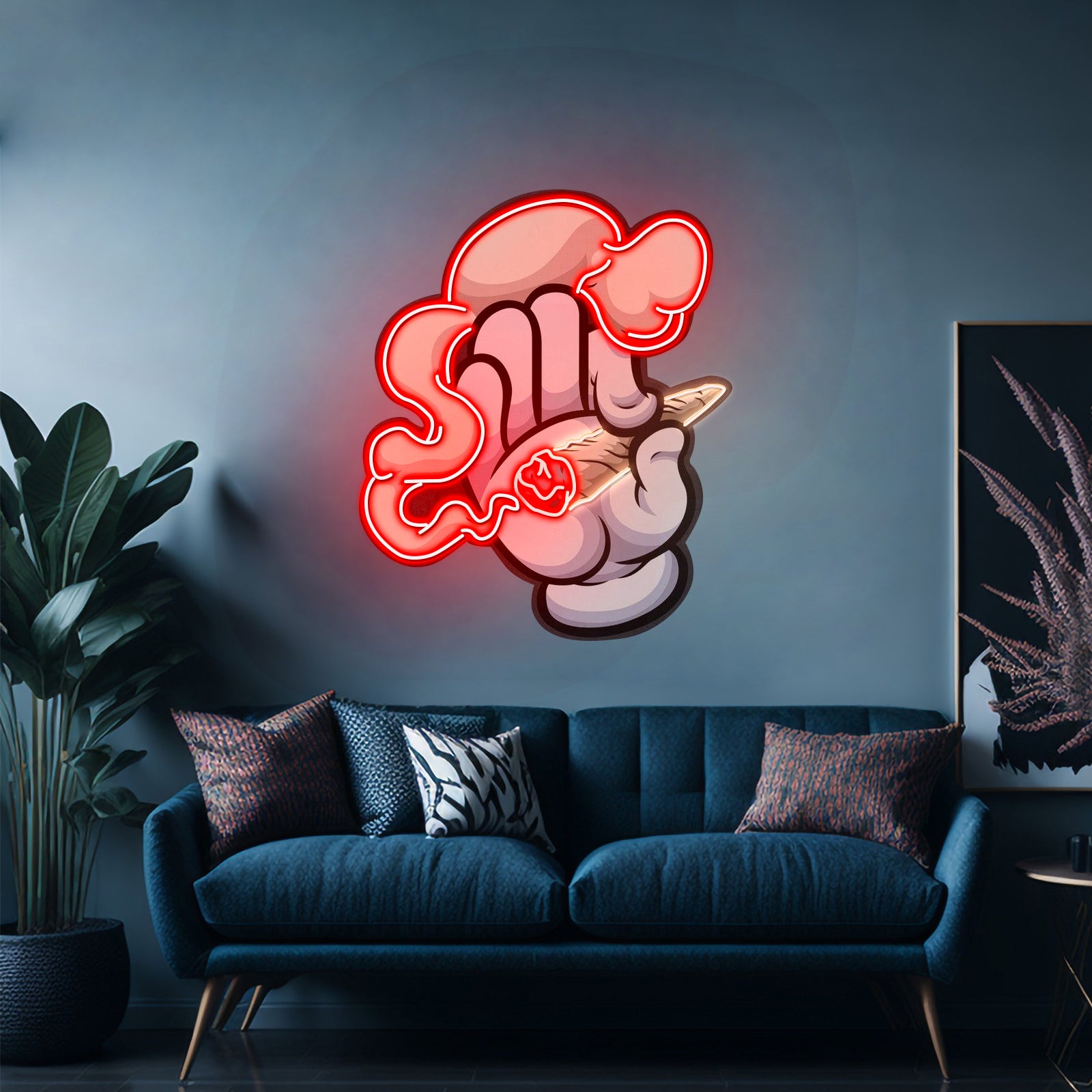 Hand Smoker Custom Led Signs Artwork For Sale - Custom LED neon sign front view