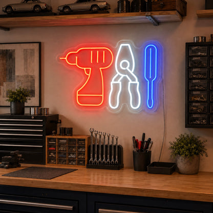 Hand Tool Icons Neon Sign LED Neon Sign real lifestyle scene