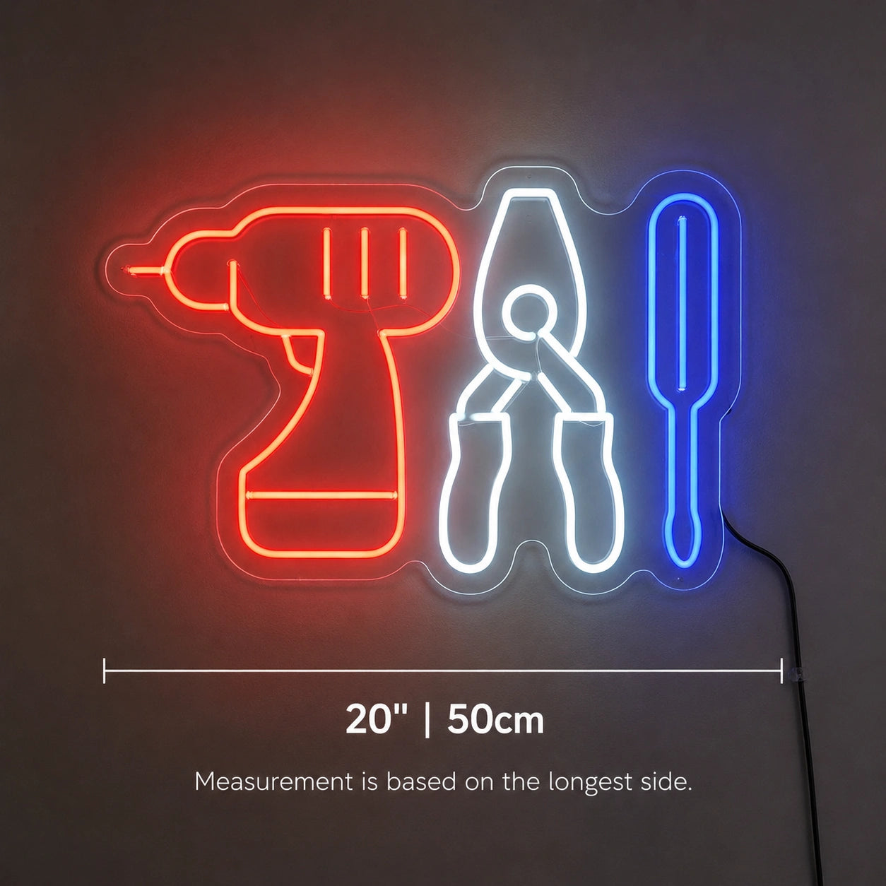 Hand Tool Icons Neon Sign LED Neon Sign size image