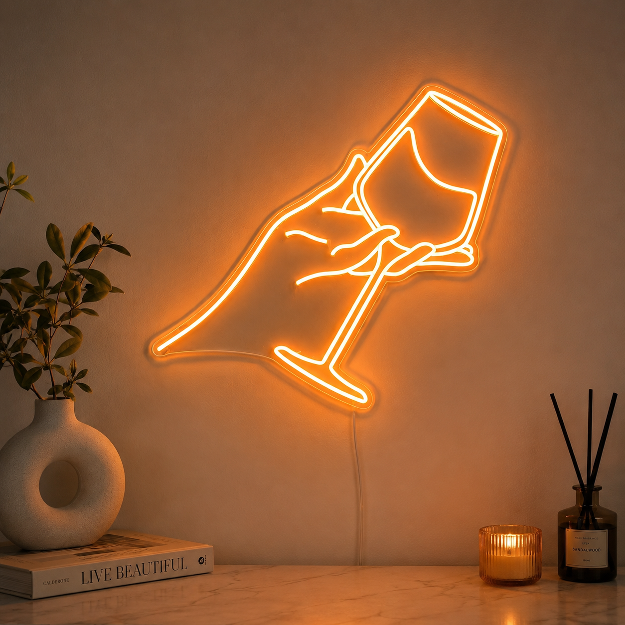 Hand Wine Version 1 LED Neon Sign main product image