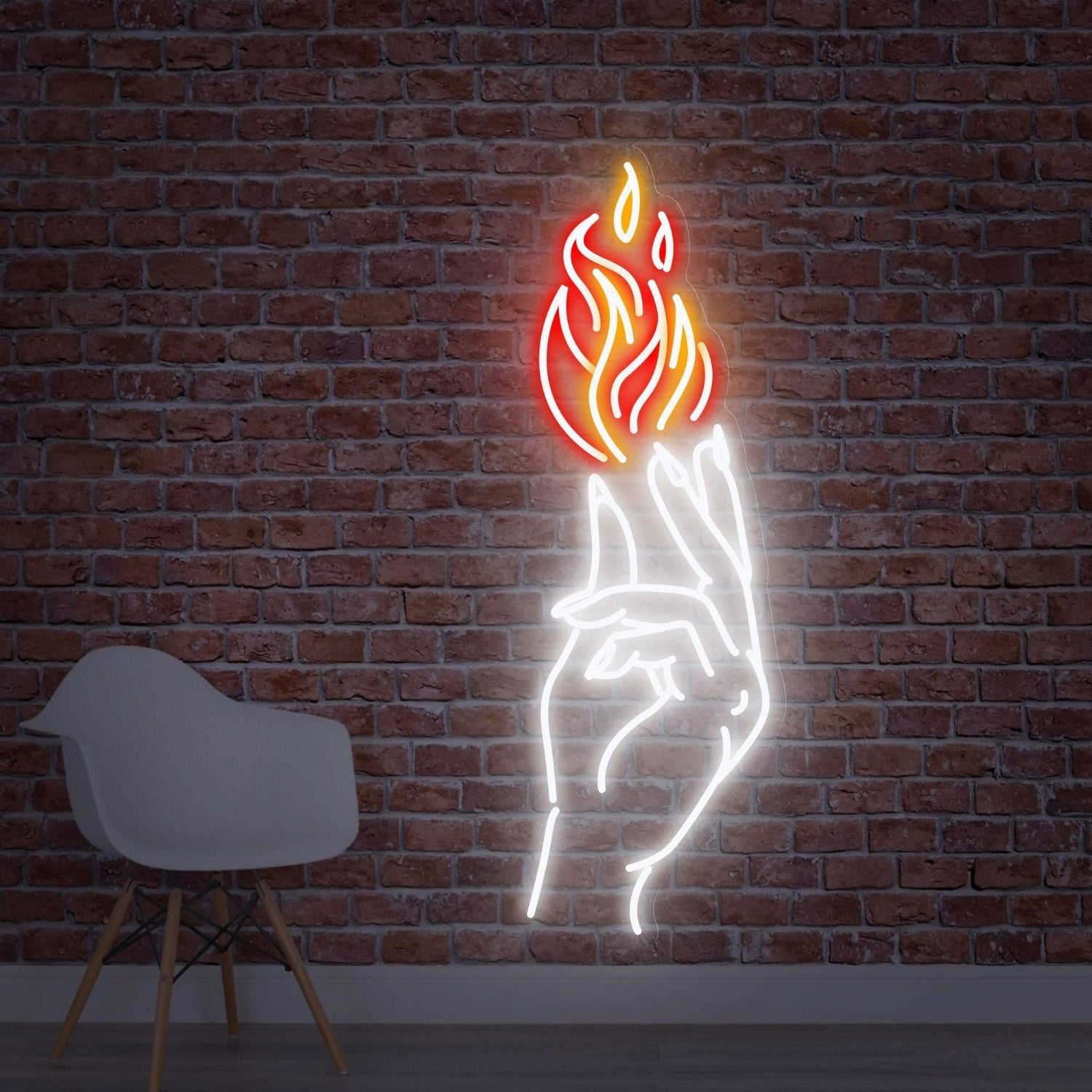 Hand With Fire Led Neon Sign Ideal For Game Rooms - Shineneon