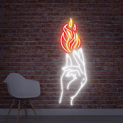 Hand With Fire Led Neon Sign Ideal For Game Rooms - Shineneon