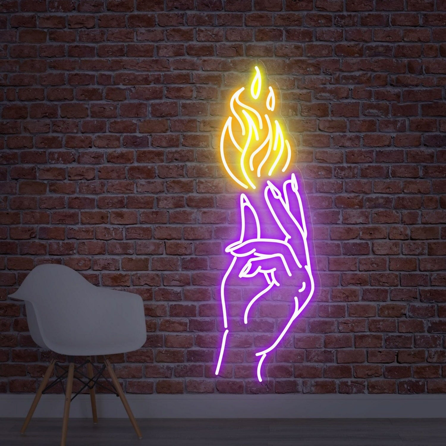 Hand With Fire Led Neon Sign Ideal For Game Rooms - Shineneon