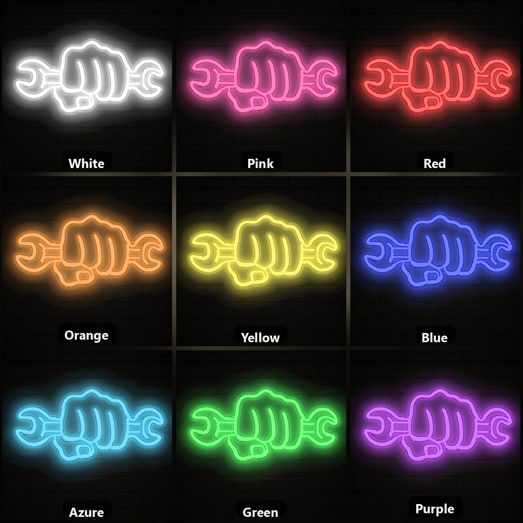 Hand Wrench Vintage LED Neon Sign color grid