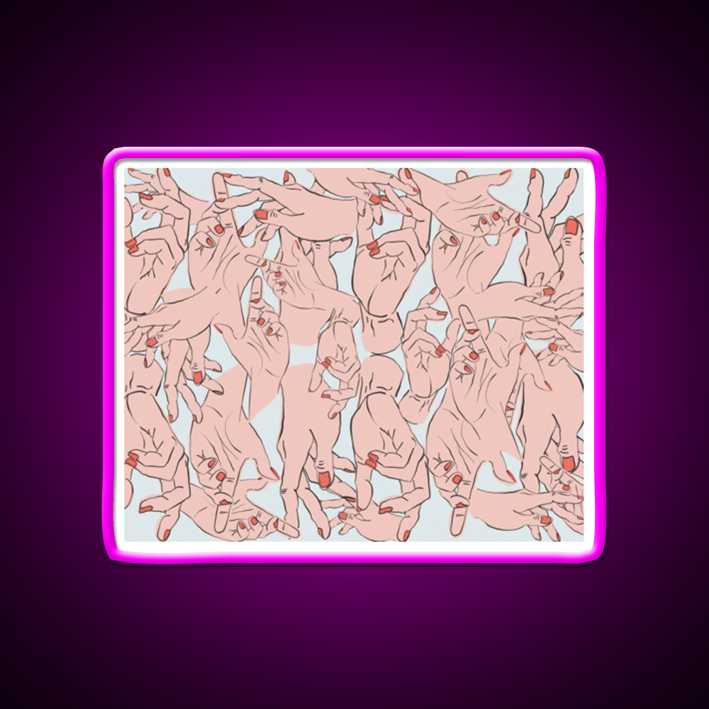 Hands Repeating Pattern Nail Salon Led Neon Sign Rgb Color - Shineneon