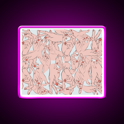 Hands Repeating Pattern Nail Salon Led Neon Sign Rgb Color - Shineneon