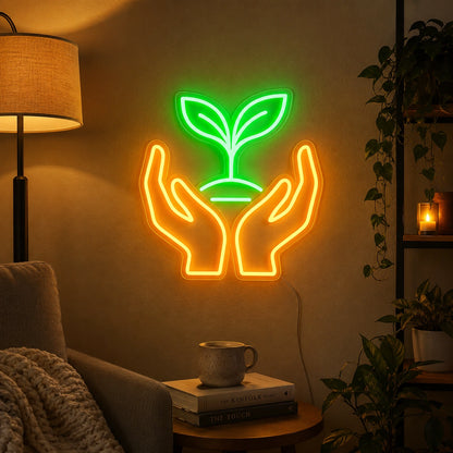 Hands Sprout Neon Sign LED Neon Sign real lifestyle scene