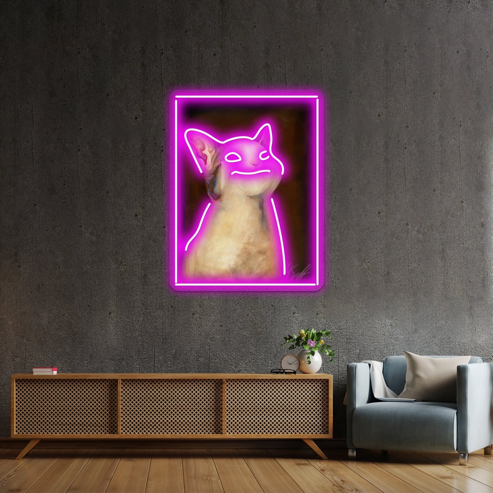 Handsome Pop Cat Artwork Large Neon Signs - Shineneon