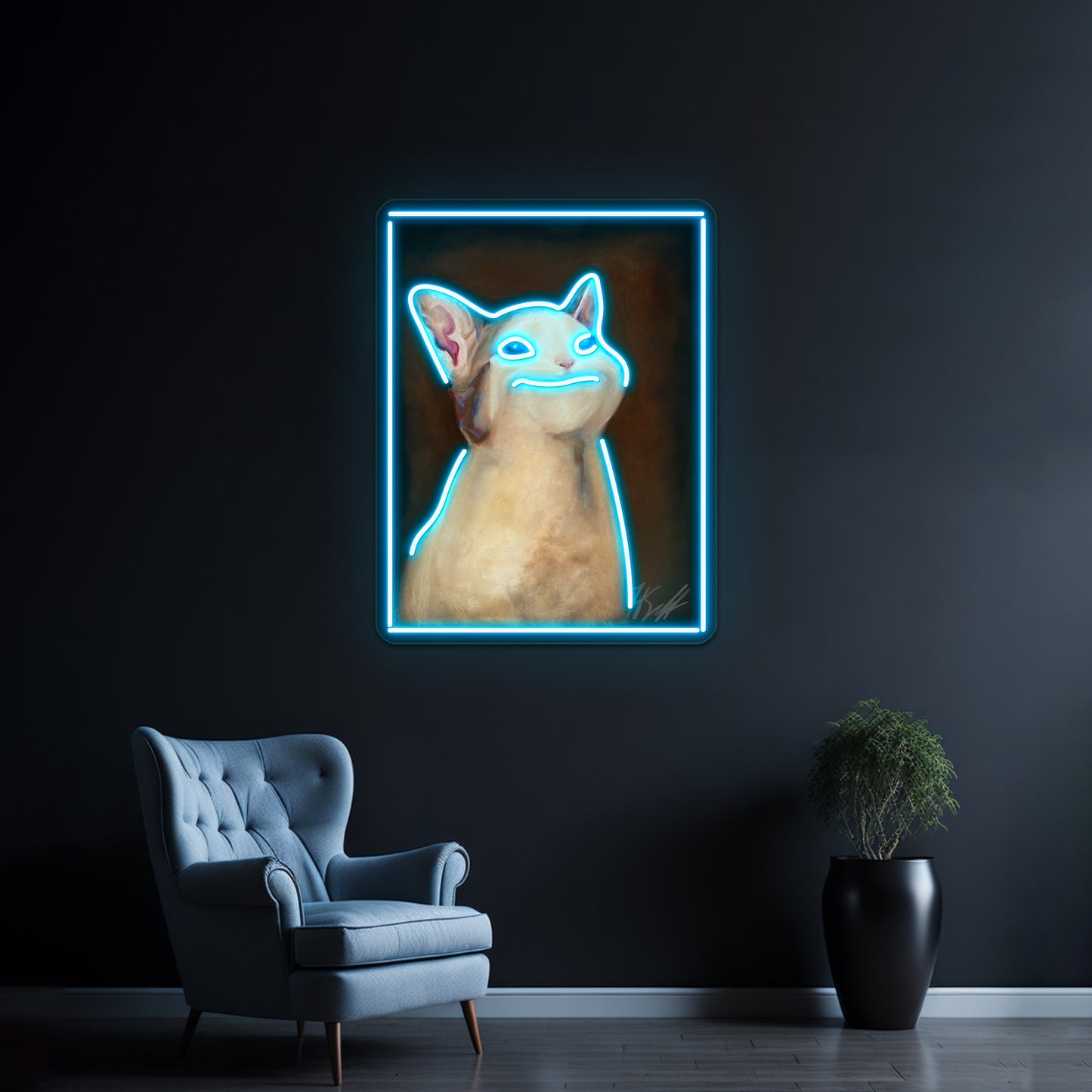 Handsome Pop Cat Artwork Large Neon Signs