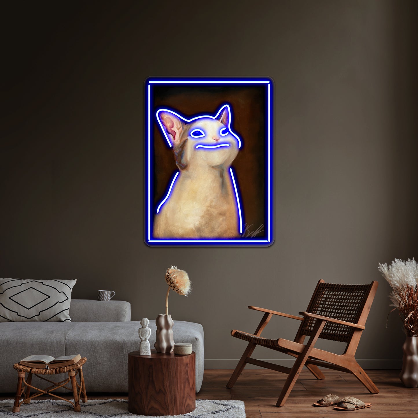 Handsome Pop Cat Artwork Large Neon Signs