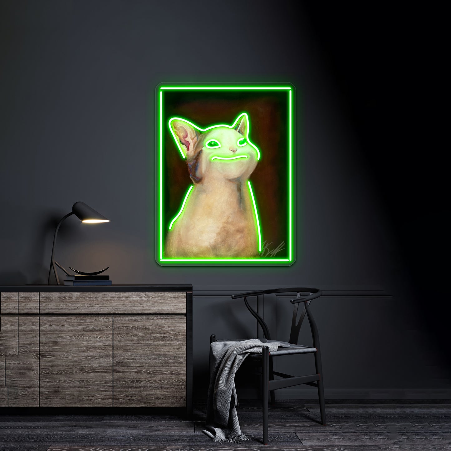 Handsome Pop Cat Artwork Large Neon Signs