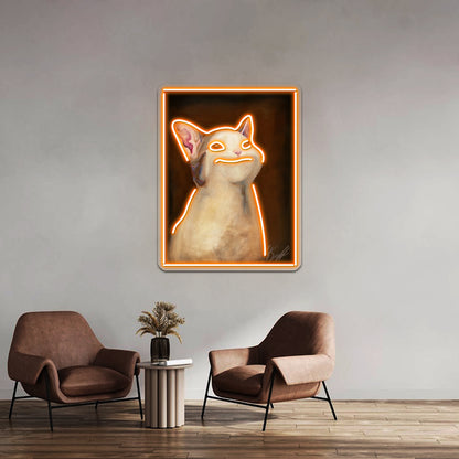 Handsome Pop Cat Artwork Large Neon Signs