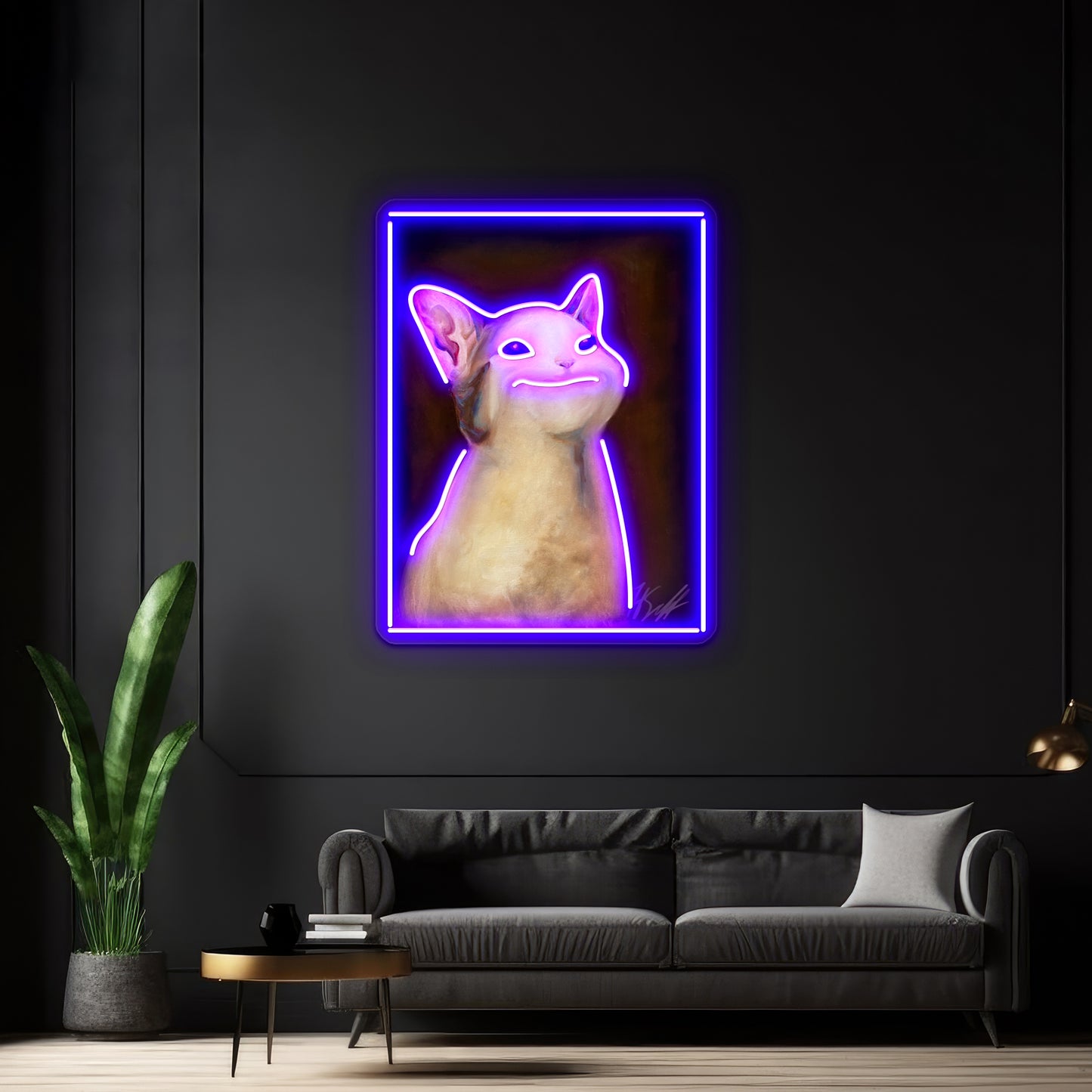 Handsome Pop Cat Artwork Large Neon Signs