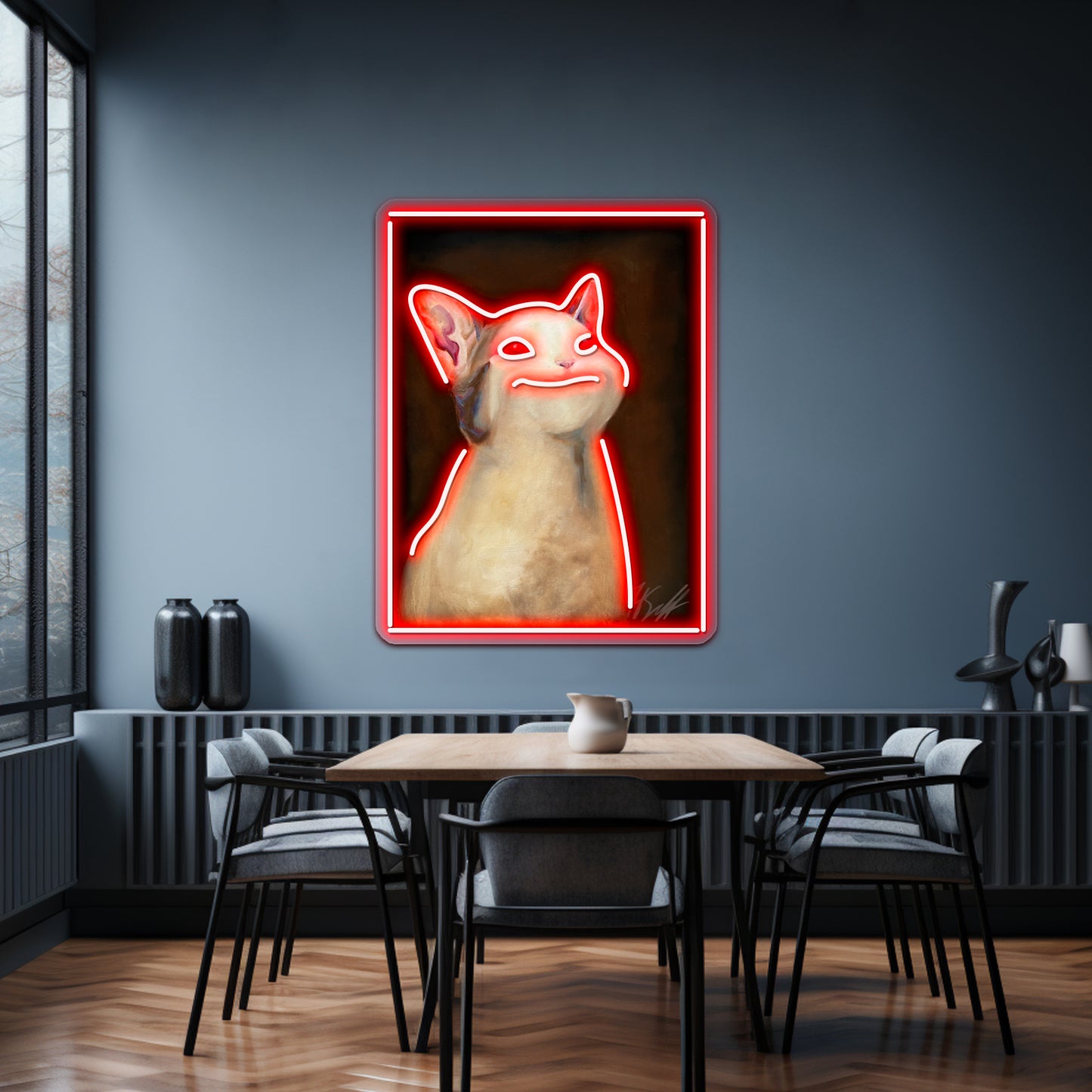 Handsome Pop Cat Artwork Large Neon Signs