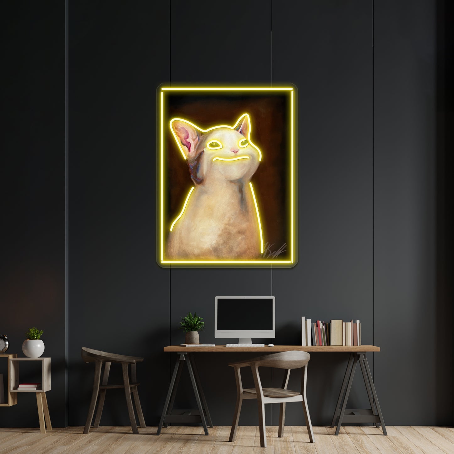 Handsome Pop Cat Artwork Large Neon Signs