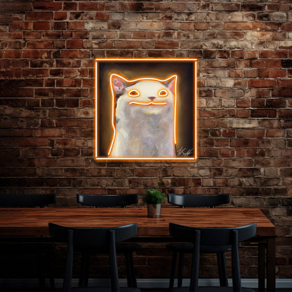 Handsome Pop Funny Cat Artwork Large Neon Signs - Shineneon
