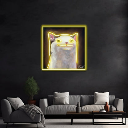 Handsome Pop Funny Cat Artwork Large Neon Signs - Shineneon