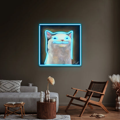 Handsome Pop Funny Cat Artwork Large Neon Signs - Shineneon