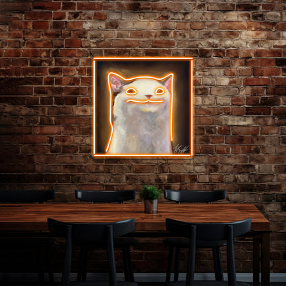 Handsome Pop Funny Cat Artwork Large Neon Signs