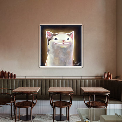 Handsome Pop Funny Cat Artwork Large Neon Signs