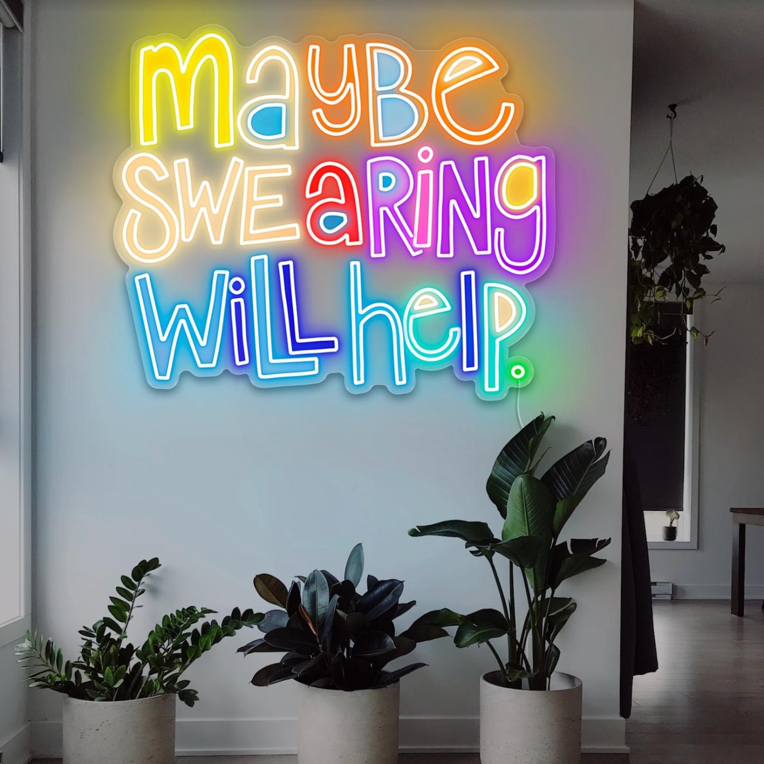 Handwritten Multicolor Maybe Swearing Will Help Led Neon Sign For Home Decor | Shineneon