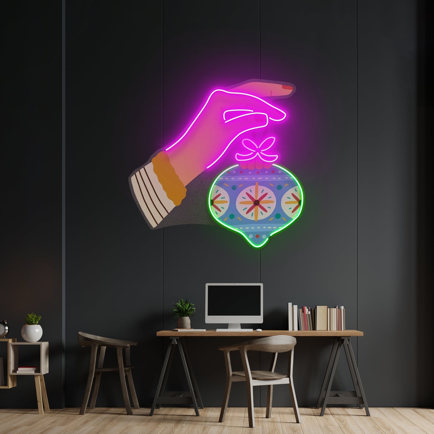 Hanging Christmas Bauble Neon Sign Artwork For Sale