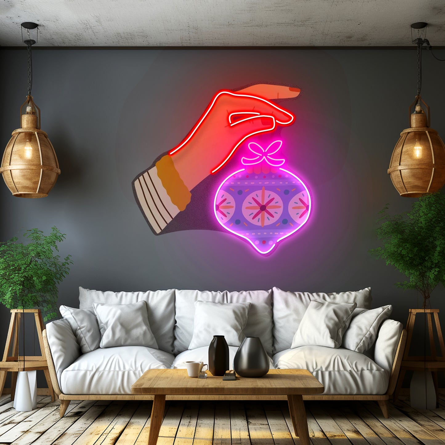 Hanging Christmas Bauble Neon Sign Artwork For Sale