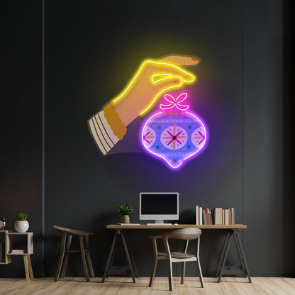 Hanging Christmas Bauble Neon Sign Artwork For Sale